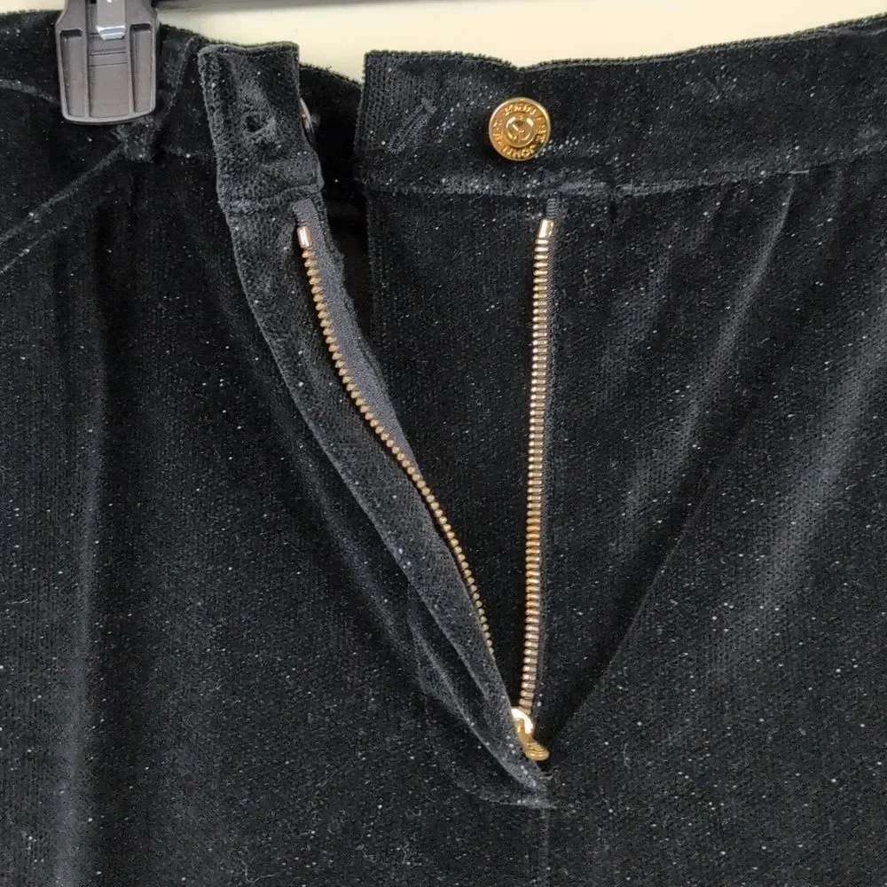 Elegant St John Sport by Marie Gray Black Velvet Metallic Sparkle Trouser Pants
